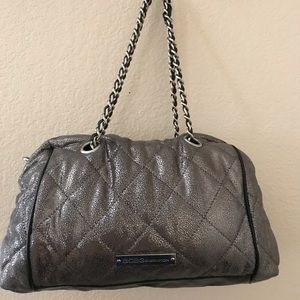 BCBG Shimmery Gray Shoulder Bag